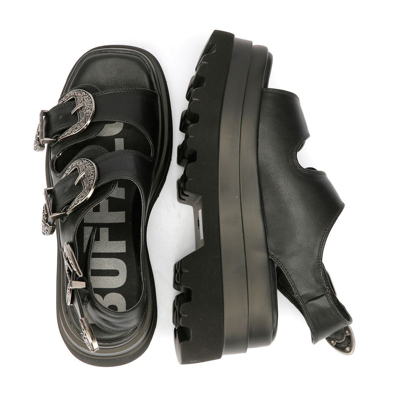Buffalo Jupiter Ari West Sandalias Negras Para Mujer