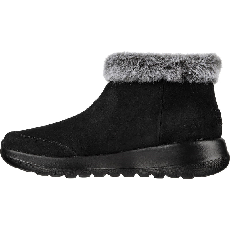 Skechers On-The-Go Joy First Glance Botas De Cuero Para Mujer En Negro/Gris.