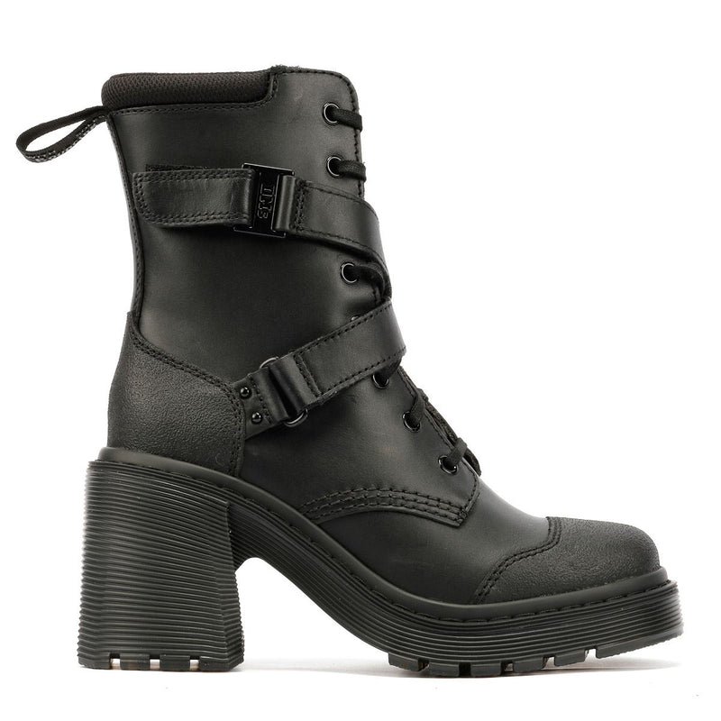 Dr. Martens Chesney Tech Botas Negras De Cuero Para Mujer.