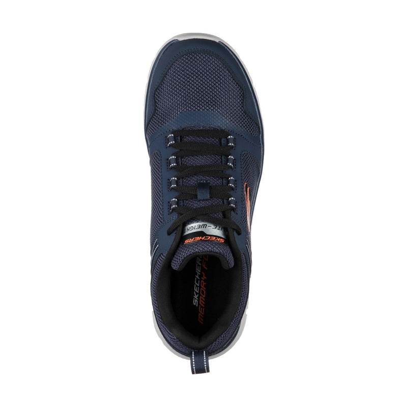 Skechers Track Knockhill Zapatillas De Cuero Para Hombre En Azul Marino/Naranja