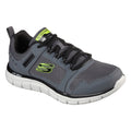 Skechers Track Knockhill Zapatillas De Cuero Para Hombre En Color Gris Oscuro/Negro.