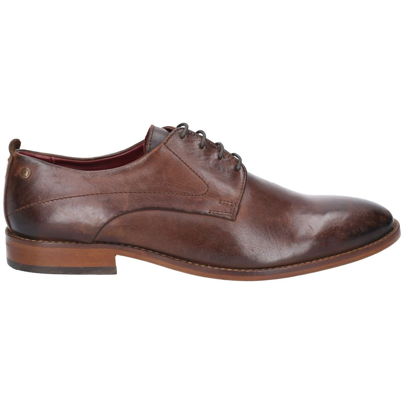 Base London Script Washed Zapatos Oxford De Cuero Marrón Para Hombre.