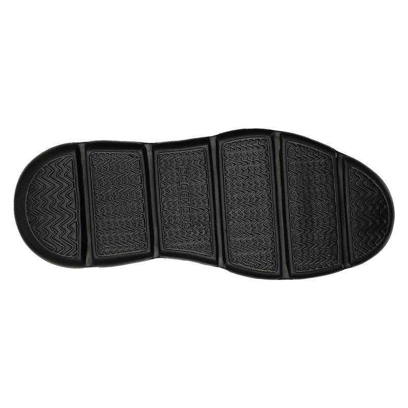 Skechers Garza Gervin Zapatos De Hombre Negros De Cuero Con Cordones.