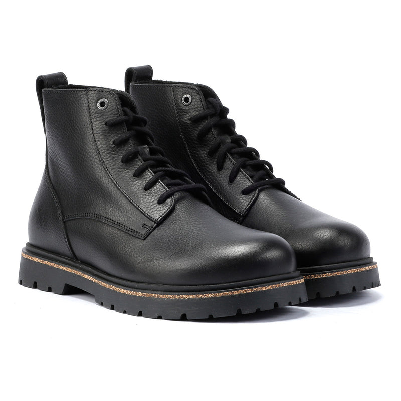 Birkenstock Highwood Lace Mid Botas Negras De Cuero Para Hombre.