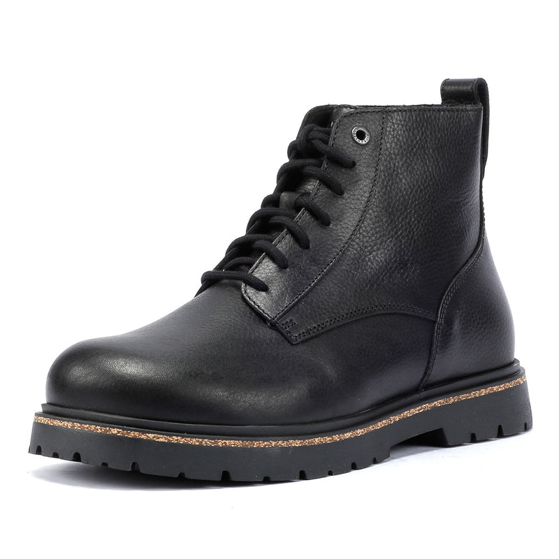 Birkenstock Highwood Lace Mid Botas Negras De Cuero Para Hombre.
