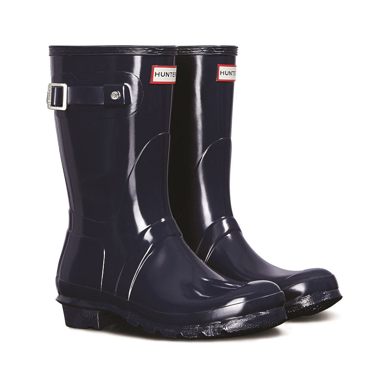 Hunter Original Short Gloss Botas De Agua Azul Marino De Mujer.