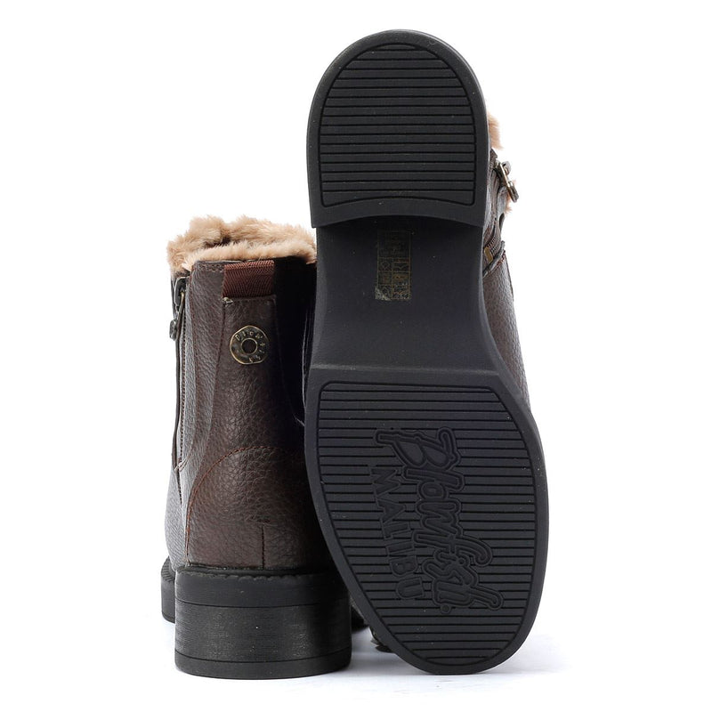 Blowfish Malibu Vera Cozy Botas Marrones De Mujer De Piel Sintética