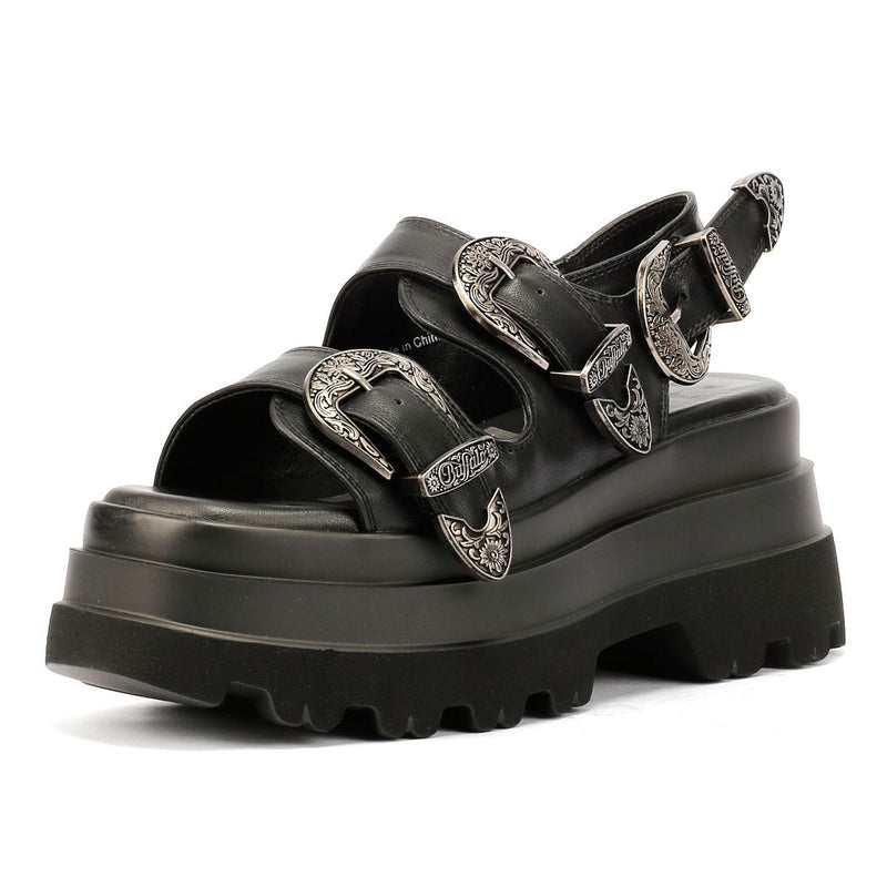 Buffalo Jupiter Ari West Sandalias Negras Para Mujer