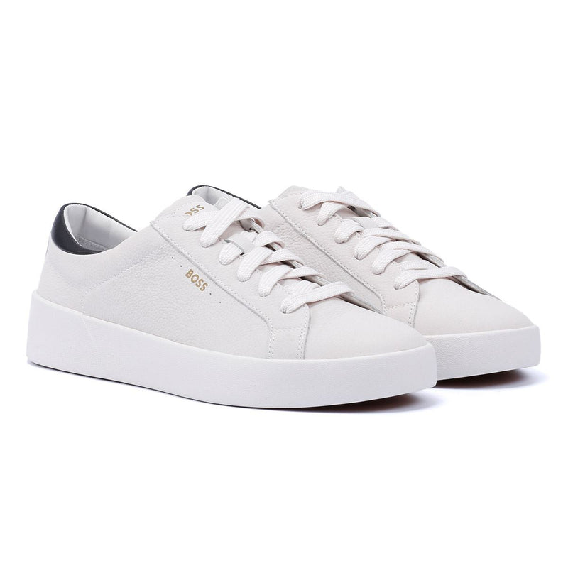Boss Belwar Tennis Tumble Zapatillas Blancas De Cuero Para Hombre