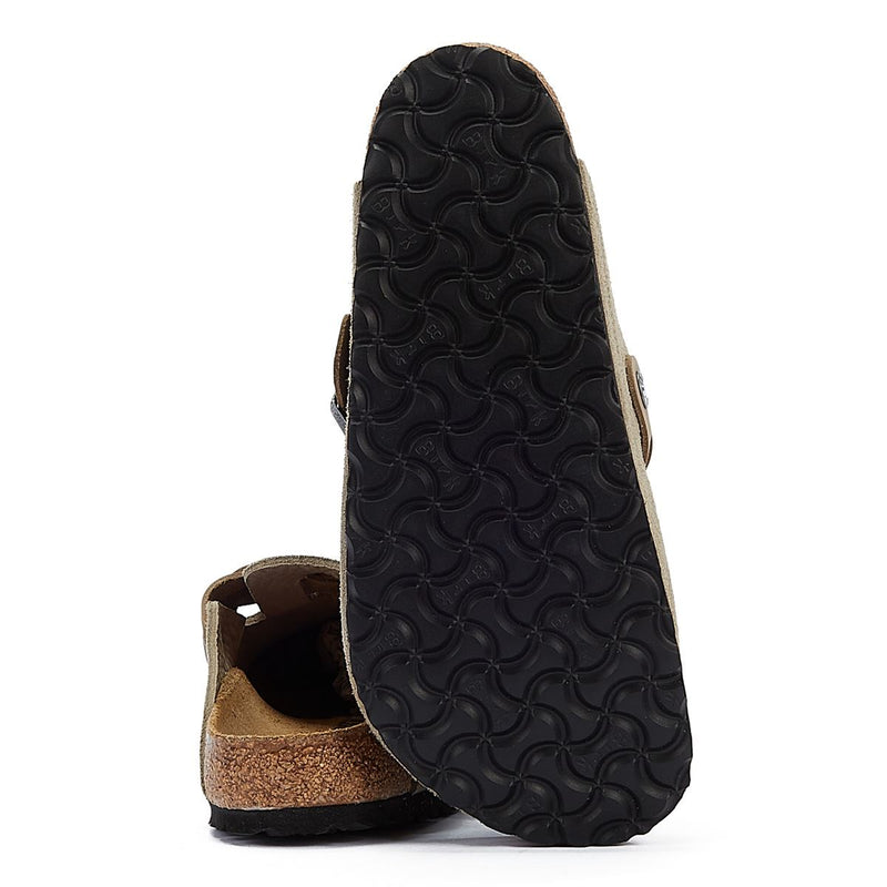 Birkenstock Boston Zuecos Regulares De Ante Color Topo Para Mujer