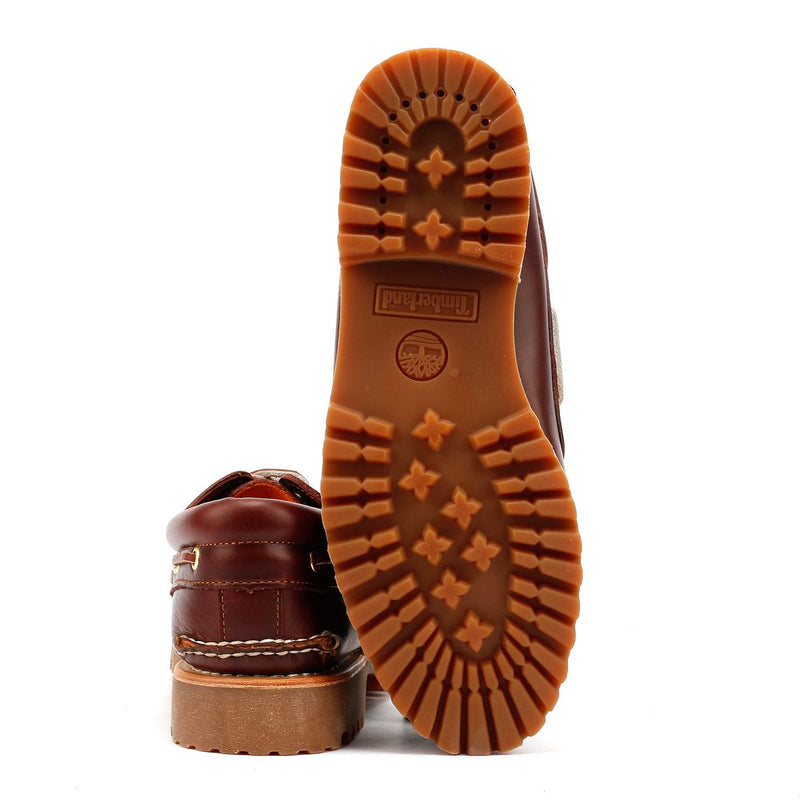 Timberland Authentic 3 Eye Classic Lug Zapatos De Cuero Con Cordones Rojos Para Hombre