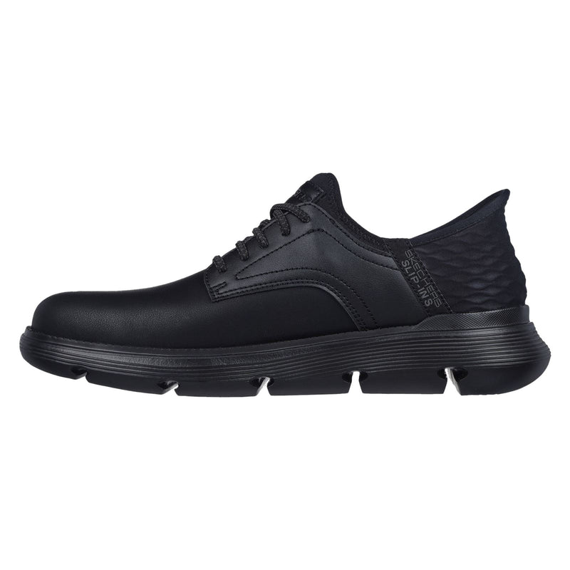 Skechers Garza Gervin Zapatos De Hombre Negros De Cuero Con Cordones.