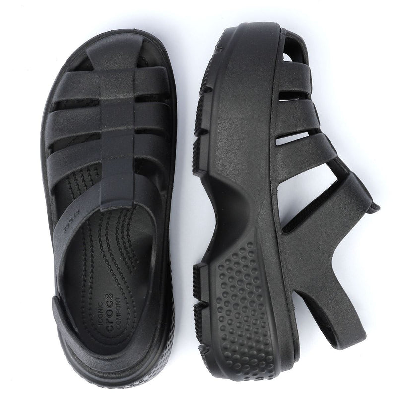 Crocs Stomp Fisherman Sandalias Negras De Mujer