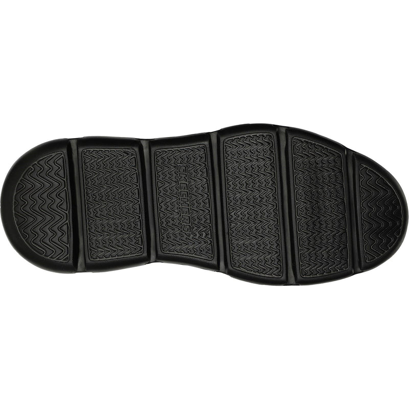 Skechers Garza Gervin Zapatos De Hombre Negros De Cuero Con Cordones.