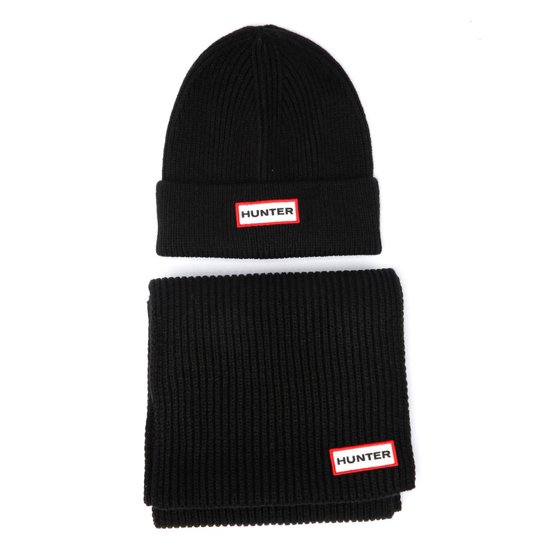 Hunter Jura Beanie Hat/Scarf Boxset Negro Acrílico
