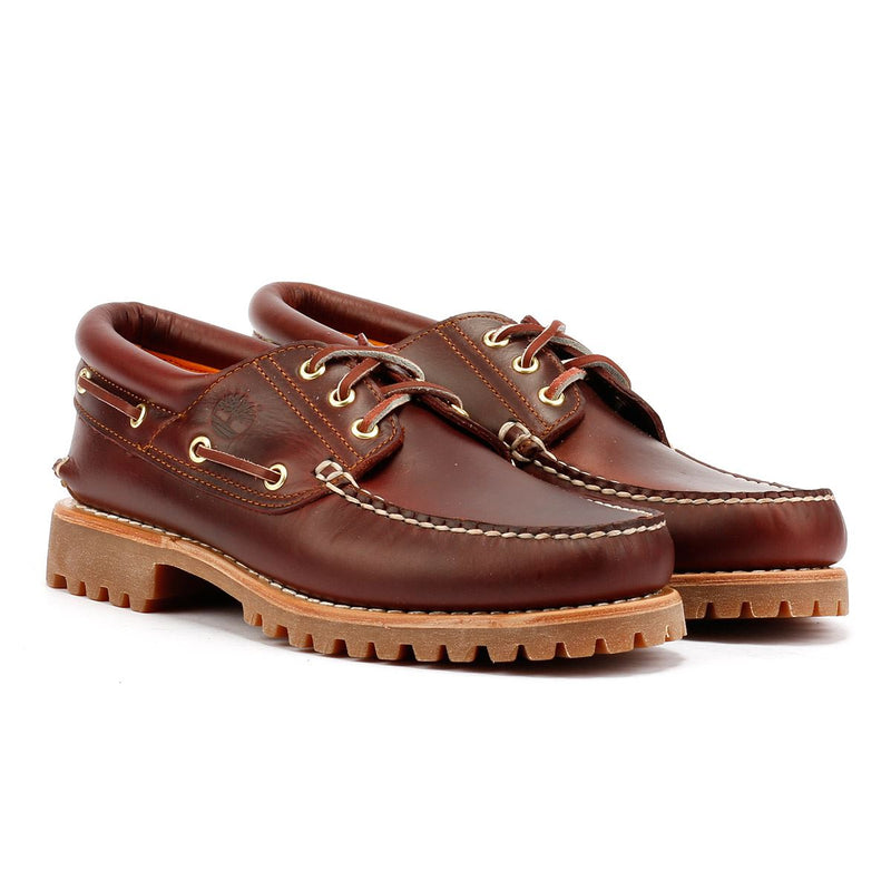 Timberland Authentic 3 Eye Classic Lug Zapatos De Cuero Con Cordones Rojos Para Hombre