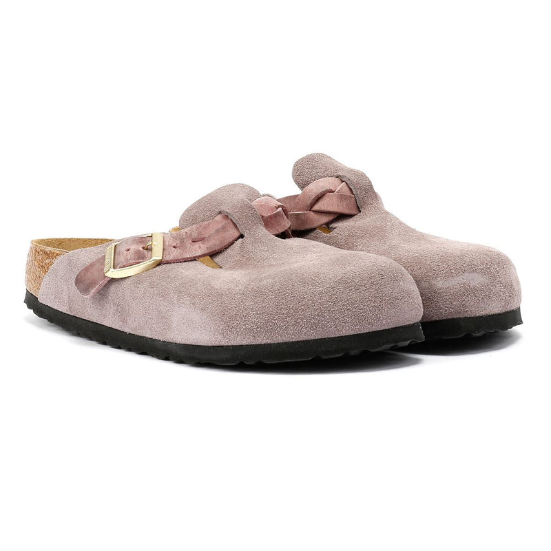 Birkenstock Boston Braided Zuecos De Mujer De Ante Morado