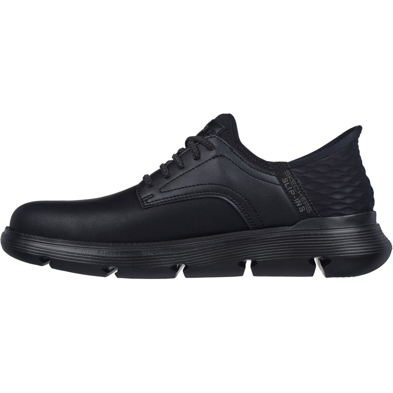 Skechers Garza Gervin Zapatos De Hombre Negros De Cuero Con Cordones.