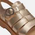 Timberland Clairemont Way Fisherman Sandalias De Mujer De Cuero Color Dorado