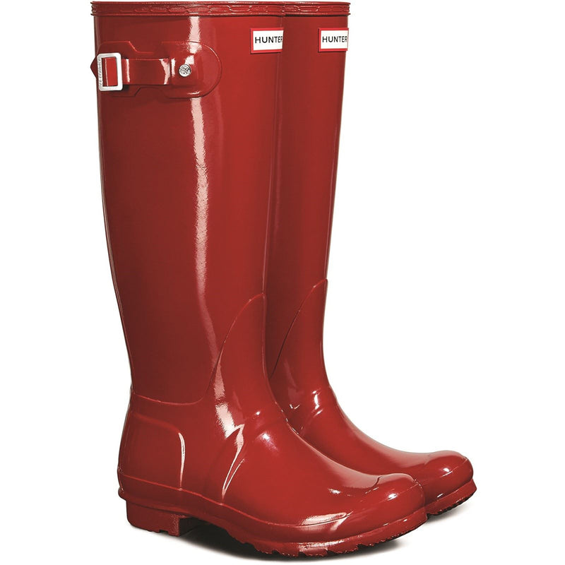Hunter Original Tall Gloss Botas De Agua Rojas Militares De Mujer De Caucho.