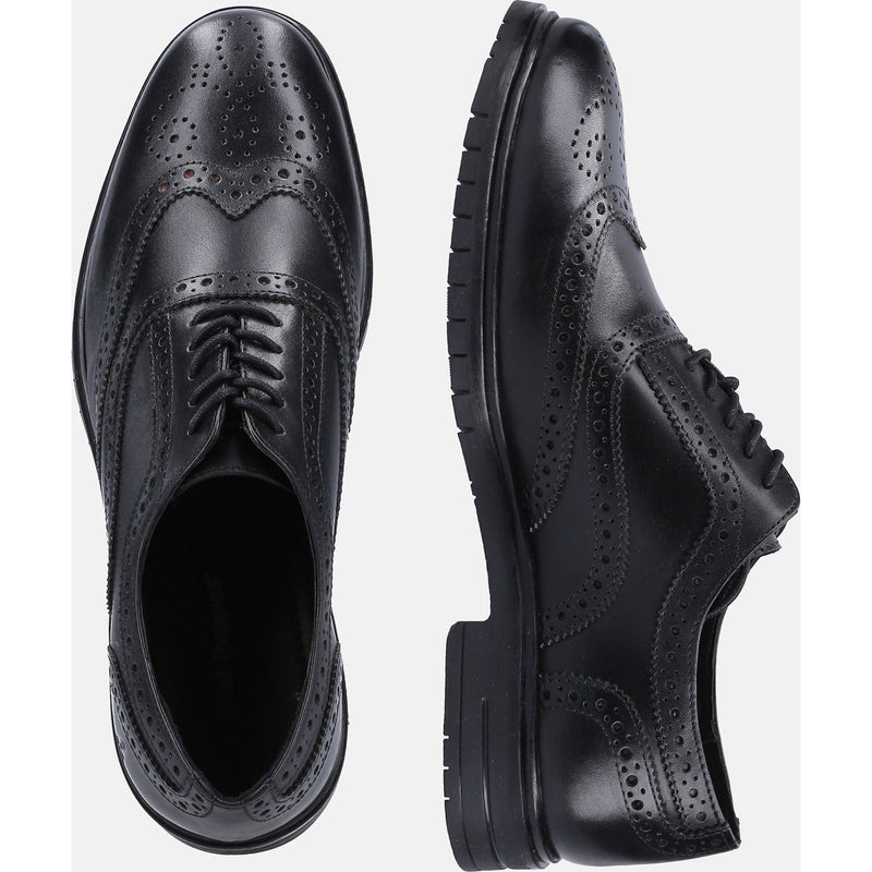 Hush Puppies Santiago Zapatos De Hombre Negros De Cuero Con Cordones.