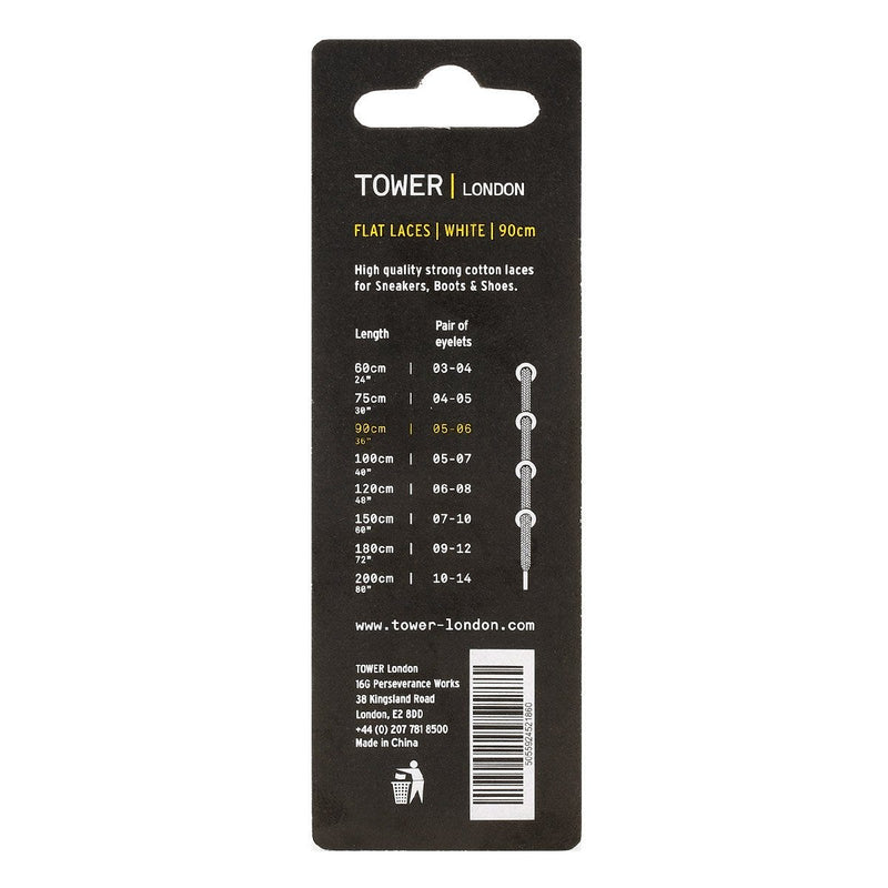 TOWER London Cordones Planos Blancos (90cm)